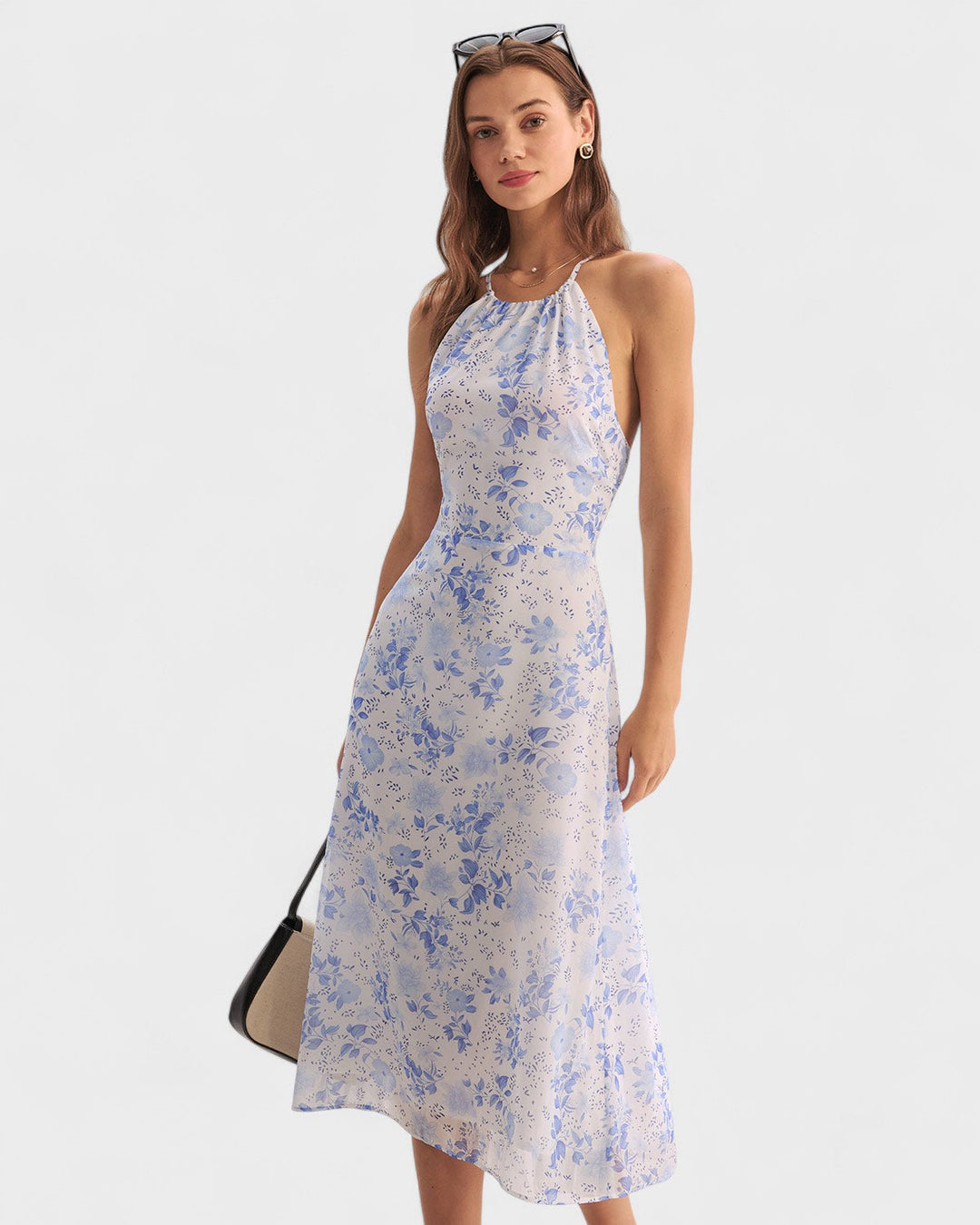 Clarice - Robe Midi Bleu Floral