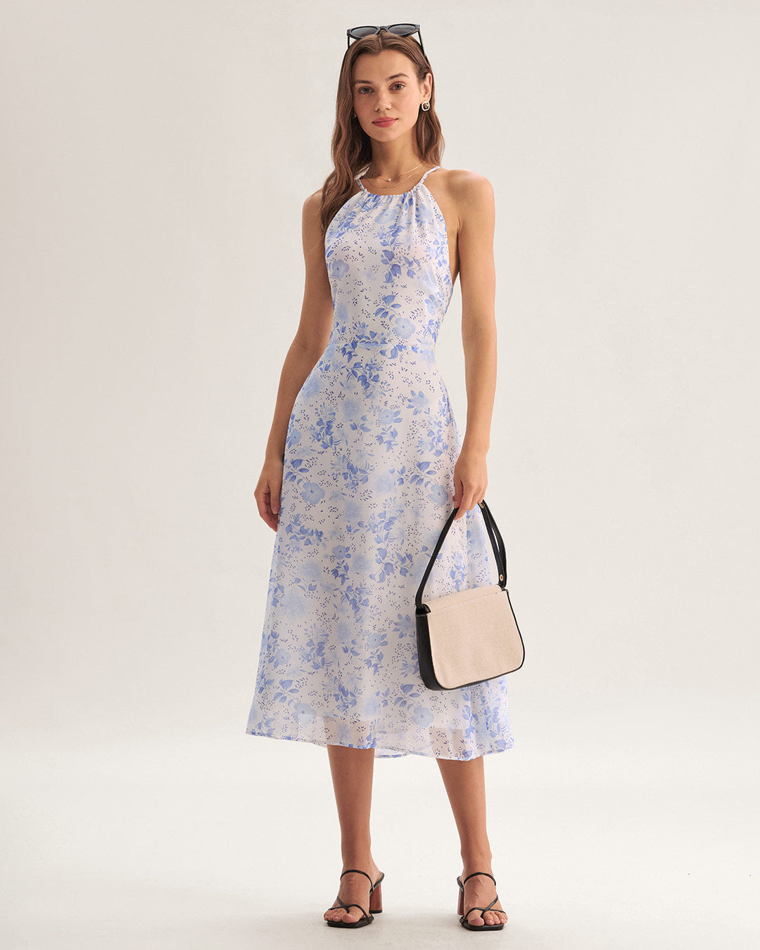 Clarice - Robe Midi Bleu Floral