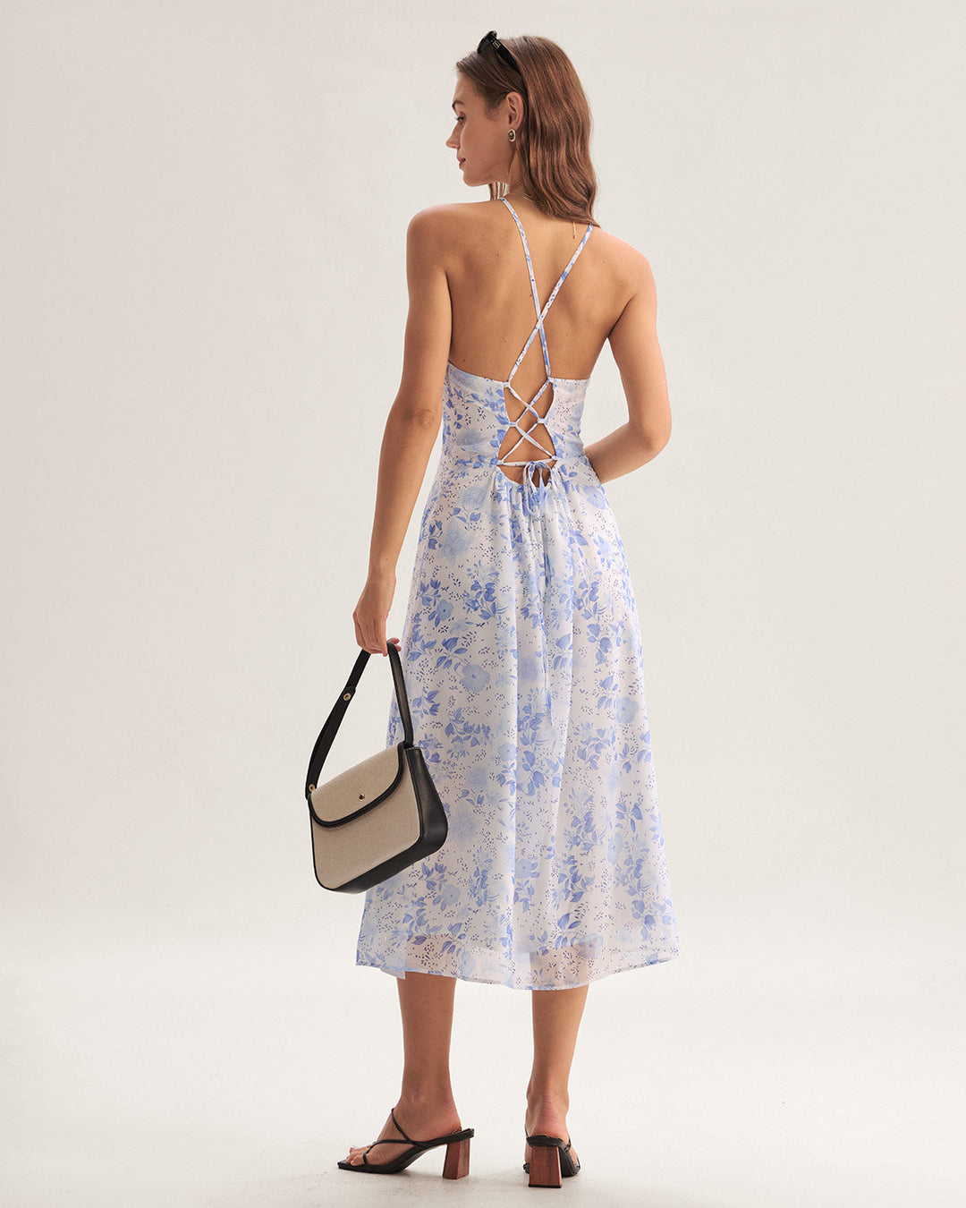 Clarice - Robe Midi Bleu Floral